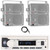 Pyle PLMRB29W2 Single DIN Marine Bluetooth USB/AUX MP3 Player AM/FM Radio Stereo Receiver, 4x 3.5'' 200 Watt Max Power 3-Way Weather Proof Silver Mini Box Speakers, 22" Radio Antenna