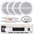 Pyle PLMRB29W2 Single DIN Marine Bluetooth USB/AUX MP3 Player AM/FM Radio Stereo Receiver, 4x 6.5" 90 Watt Max Power 2-Way Full Range White Boat Speakers, 4-Channel Amplifier, 22" Radio Antenna