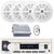 Pyle PLMRB29W2 Single DIN Marine Bluetooth USB/AUX MP3 Player AM/FM Radio Stereo Receiver, 4x 4'' 100 Watt Max Power Dual Cone Waterproof White Stereo Speakers, 4 Channel Amplifier, 22" Radio Antenna
