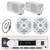 Pyle PLMRB29W2 Single DIN Marine Bluetooth USB/AUX MP3 Player AM/FM Radio Stereo Receiver, 2x 6.5" 600W Max Waterproof 2-Way Boat Speakers, 2x 3.5" 200W Max 3-Way Mini Box Speakers, Radio Antenna