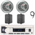 Pyle PLMRB29W2 Single DIN Marine Bluetooth USB/AUX MP3 Player AM/FM Radio Stereo Receiver, 2x 6.5'' 150W Max 2-Way Silver Boat Speakers, 2x 4" 30W Max 3-Way Indoor/Outdoor Speakers, Radio Antenna