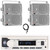 Pyle PLMRB29W2 Single DIN Marine Bluetooth USB/AUX MP3 Player AM/FM Radio Stereo Receiver, 4x 3.5'' 200W Max 3-Way Weather Proof Silver Mini Box Speakers, 22" Radio Antenna