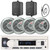 Pyle PLMRB29W2 Single DIN Marine Bluetooth USB/AUX MP3 Player AM/FM Radio Stereo Receiver, 4x 6.5'' 150W Max 2-Way Silver Speakers, 2x 4" 30W Max 3-Way Indoor/Outdoor Black Speakers, Radio Antenna