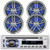 Pyle PLCD43MRB Single DIN Marine Bluetooth USB/AUX MP3 Player AM/FM Radio In-Dash Stereo Head Unit Receiver, 4x Enrock EM265C 6.5" 180W Max Power 2-Way High-Performance Boat Audio Charcoal Speakers