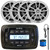 Infinity PRV250 Marine Bluetooth USB/AUX AM/FM Radio Digital Media Black Stereo Receiver, 4x 6.5" 225W Max High-Performance White Speakers, long-range Radio Antenna, 50 Feet 16 Gauge Speaker Wire