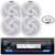 JVC KD-X38MBS Single DIN Marine MotorSports Bluetooth USB/AUX LED Illumination AM/FM Radio Stereo SiriusXM Ready Receiver, 4x 5.25" 180W Max 2-Way Low Profile Slim Style White Speakers, Radio Antenna