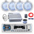 Pyle PLMRB29W Single DIN Marine Bluetooth USB/AUX MP3 Player AM/FM Radio In-Dash White Stereo Receiver, 4x 6.5" 240W Max Low-Profile 2-Way Blue LED Speakers, 4 Channel Amplifier W/Kit, Wire, Antenna