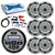 MB Quart GMR-2.5 Waterproof AM/FM Bluetooth Gauge Source Unit Receiver, 3x NK1-120 280-Watt 8" Coaxial Marine Speakers (Pair) - Silver, Pyle 6-Channel Waterproof Amplifier, Enrock Antenna, 8G Amp Kit