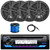 JVC KD-T92MBS Single DIN Marine MotorSports Bluetooth USB/AUX CD Player AM/FM Radio Stereo Receiver, 4x 6.5" 180W Max Power 2-Way Black Boat Speakers, 40" Radio Antenna, 50 Feet 16 Gauge Speaker Wire