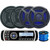 Jensen MS2ARTL AM/FM/USB Bluetooth Stereo w/ App Control - 4 x Jensen 6.5" Coaxial Speakers - 4 x Removable Grilles (Black) - 2 x Blue/White LED Kit for Grilles - Speaker Wire