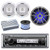 Kenwood KMR-M332BT Single DIN Marine USB/AUX AM/FM Stereo Bluetooth Digital Media Receiver, 2x 5.25" 400W Power 2-Way Speakers, 10" 750W RGB LED Subwoofer, 2-Channel Amplifier, Speaker Wire