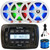 JBL PRV-175 Marine Bluetooth USB/AUX AM/FM Radio Gauge Style Digital Media Stereo Receiver, 4x 8" 450W Max 2-Way High-Performance RGB LED Speakers w/Grilles, USB/AUX Adapter, 50 Feet Speaker Wire
