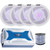4x Pyle PLMRS5WL 5.25" 180W Max Power 2-Way Waterproof Low Profile Slim Style Blue LED Marine White Speakers, 6 Channel 2000W Waterproof Boat Bridgeable Mosfet Amplifier, 50 Feet 18 Gauge Speaker Wire