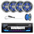 JVC KD-T92MBS Single DIN Marine MotorSports Bluetooth Stereo CD Player Receiver, 4x Enrock 6.5" 2-Way 180 Watt Water Resistant Marine Speakers, Wire, Antenna