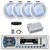 Pyle PLMRB29W Single-DIN Marine Bluetooth USB/AUX MP3 AM/FM Radio In-Dash Stereo Receiver W/White Cover, 4x 5.25'' 400W Max Power 2-Way White Boat Speakers W/Wire, 4-Channel Amplifier, Radio Antenna