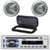 Pyle PLCD43MRB Single DIN Marine Bluetooth USB/AUX MP3 Player AM/FM Radio In-Dash Stereo Head Unit Receiver w/Black Cover, 2x Pyle PLMR60S 6.5'' 150 Watt Max Power 2 Way Silver Boat Speakers