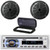 Pyle PLCD43MRB Single DIN Marine Bluetooth USB/AUX MP3 Player AM/FM Radio In-Dash Head Unit Stereo Receiver w/Black Cover, 2x Pyle PLMR61B 6.5" 120 Watt Max Power Dual Cone Boat Audio Black Speakers