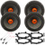 Two Pairs (QTY 4) of JBL SHOCKWAVE150W65 6.5" 300 Watt Max Power Midrange Woofer Car Audio Speakers, 4x 5.25" or 6.5" Speaker Mounting Bracket Adapters, 2x Speaker Wire Harness (Fits 1995-2009)