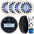 Enrock EM856 Marine Bluetooth USB/AXU AM/FM Weather-Resistant Gauge Style Digital Media Receiver w/Black Cover, 4x 6.5" 180W Max Blue LED Speakers, USB Adapters, Long Range Antenna, 40" Antenna, Wire