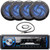 Pyle PLMRB29B Single DIN Marine Bluetooth USB/AUX MP3 Player AM/FM Radio In-Dash Black Stereo Receiver, 4x 5.25" 180W Max 2-Way Low Profile Slim Style Blue LED Black Boat Speakers, 22" Radio Antenna