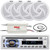 Pyle PLCD43MRB Single DIN Marine Bluetooth USB/AUX MP3 Player AM/FM Radio In-Dash Head unit Stereo Receiver, 4x 6'' 240W Max Power Low Profile 2-Way White Speakers, 4-Channel Amplifier, Radio Antenna