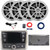 Infinity PRV-315.2 Marine Bluetooth USB/AUX WB AM/FM Radio Gauge Hole Mount Receiver, 4x 6.5" 225W Max High-Performance White Speakers, 4-Channel Compact Amplifier w/Kit, USB/AUX Adapter, Speaker Wire