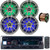 Alpine CDE-150E Single DIN CD Player USB AUX Radio Stereo Car Audio Receiver Bundle Combo with 4x Infinity 8" Coaxial 450W Waterproof Marine Titanium LED Speakers, 16 Gauge 50 Feet Speaker Wire