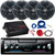 Pioneer SPH-C10BT Single DIN Smartphone Multimedia Bluetooth USB Receiver Bundle Combo with 4x 6.5" 300W Car Audio 2-Way Coaxial Black Speakers, 4-Channel Compact Amplifier, Amp Wiring Kit