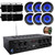 Pyle 6-Channel 750W Bluetooth USB AUX FM Stereo Amplifier Receiver System Bundle Combo with 6x 8" 2-Way Full Range In-Ceiling Stereo Speakers, 6x 3.5'' 3-Way Black Mini Box Speakers, Speaker Wire