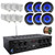 Pyle 6-Channel 750W Bluetooth USB AUX FM Stereo Amplifier Receiver System Bundle Combo with 6x 8" 2-Way Full Range In-Ceiling Stereo Speakers, 6x 3.5'' 3-Way White Mini Box Speakers, Speaker Wire
