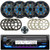 JVC KD-X38MBS Single DIN Marine MotorSports Bluetooth USB AUX LED Illumination Stereo SiriusXM Receiver, Wired Remote, 4x Kicker 6.5" LED Speakers with Grille