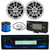 JVC KD-T92MBS Single DIN Marine Bluetooth USB AUX AM/FM Stereo CD Player Receiver, Radio Cover, 2x 6.5" 225 Watt Max OEM Replacement White Boat Audio Speakers with 16 Gauge 50 Feet Wire, 22" Antenna