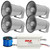 Two Pairs (Qty 4) Of Pyle PHSP8K 8.1" 50 Watt Max Power 8 Ohm PA Horn Indoor/Outdoor Speakers, 4-Channel Waterproof Marine Bluetooth Amplifier, 50 Feet 16 Gauge Speaker Wire