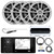 JBL R3500 Marine AM/FM Radio Stereo Bluetooth Digital Media Receiver Bundle with 4x Infinity 6.5" 225W White Marine Speakers, JBL MA704 4-Channel Amp, 8 Gauge Amp Install Kit, White Antenna