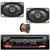 JVC KD-T925BTS Single DIN Bluetooth USB/AUX CD Player LED AM/FM Radio SiriusXM Ready Amazon Alexa Car Audio Stereo Receiver, 2x 4x6" 150W Max 2-Way Coaxial Automotive Speakers, 50 Feet Speaker Wire