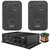 Pyle PFA220BT 2-Channel 120 Watt Bluetooth USB Mini Compact Class-T Power Amplifier System Combo Bundle with 2x 4" 30 Watts Max Power 3-Way In Door/Out Door Black Box Speakers, 16 Gauge Speaker Wire