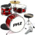 Pyle PDRMKIT72RD 13" 3-Piece Kids Red Drum Set with Throne, Cymbal, Pedal, Bass Drum, Tom, and Drumsticks