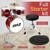 Pyle PDRMKIT72RD 13" 3-Piece Kids Red Drum Set with Throne, Cymbal, Pedal, Bass Drum, Tom, and Drumsticks
