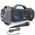 Wireless Portable Bluetooth Boombox Speaker - 800W Rechargeable Boom Box Speaker Portable Barrel Loud Stereo System with AUX Input, USB, 1/4" in, Fm Radio, 4" Subwoofer, DJ Lights - Pyle PBMSPG148