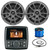 Marine Audio MA112 2.8" Color Display AM/FM USB Bluetooth Marine Stereo Receiver Bundle with 2x JBL Stage Marine 8" 375 Watt Peak Power High-Performance Audio Gray Speakers, Speaker Wire, Antenna