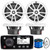 Fusion MS-RA55 Compact Marine Bluetooth AM/FM Stereo Radio AUX Receiver Bundle Combo with 4x JBL Marine Stage 6 6.5" 180 Watts Peak Power 2-Way Multi-Element White Speakers, Speaker Wire, Antenna