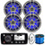 Fusion MS-RA55 Compact Marine Bluetooth AM/FM Stereo Radio AUX Receiver Bundle Combo with 4x 8" Coaxial 450 Watt Max Power Waterproof Marine Titanium RGB LED Speakers, Speaker Wire, Antenna