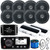 Fusion MS-RA55 Marine Bluetooth AM/FM Radio Receiver Bundle with 8x JBL 6.5" 180W Dual Cone Marine Stereo Black Boat Audio Speakers, 2x 4-Channel Boat Amps w/ Kit, Signal Splitter, Wire, Antenna