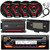 Single DIN Marine Bluetooth USB AUX AM/FM CD Player Receiver Bundle Combo with 4x 6.5" 2-Way Black Boat Audio Speakers with MultiColor LEDs, 4-Channel Amplifier w/ Install Kit, Radio Cover, Antenna