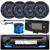 JVC KD-T92MBS Single DIN Marine MotorSports Bluetooth USB AUX AM/FM Stereo CD Player Receiver, 4x 6.5" 150 Watt Max 2-Way Black Waterproof Boat Audio Speakers, Wire, Radio Cover, Antenna (Black)