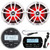 JBL PRV175 Bluetooth USB Marine Gauge Style Stereo Receiver, 2X 6.5" 225W White Marine LED Speakers, Milennia REM70 Wired Remote, USB/AUX Mount , White Long Range Marine Antenna