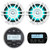 JBL PRV175 Bluetooth USB Marine Gauge Style Stereo Receiver, 2X 6.5" 2-Way Coaxial 300W White Marine LED Speakers, Milennia REM70 Wired Remote