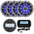 JBL PRV175 Bluetooth USB Marine Gauge Style Stereo Receiver, 4X 6.5" Coaxial 225W Titanium Marine LED Speaker, USB/AUX Mount , Milennia REM70 Wired Remote