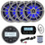 JBL PRV175 Bluetooth USB Marine Gauge Style Stereo Receiver, 4X 6.5" Coaxial 225W Titanium Marine LED Speaker, USB/AUX Mount, Wired Remote, Marine Wired 22" Black Antenna, 50FT 18 gauge wire