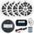 JBL PRV175 Bluetooth USB Marine Gauge Stereo Receiver, 4X 6.5" 180W White Speakers, USB/AUX Mount , Milennia REM70 Wired Remote, Marine Wired 22" Black Antenna, 50FT 18 gauge wire